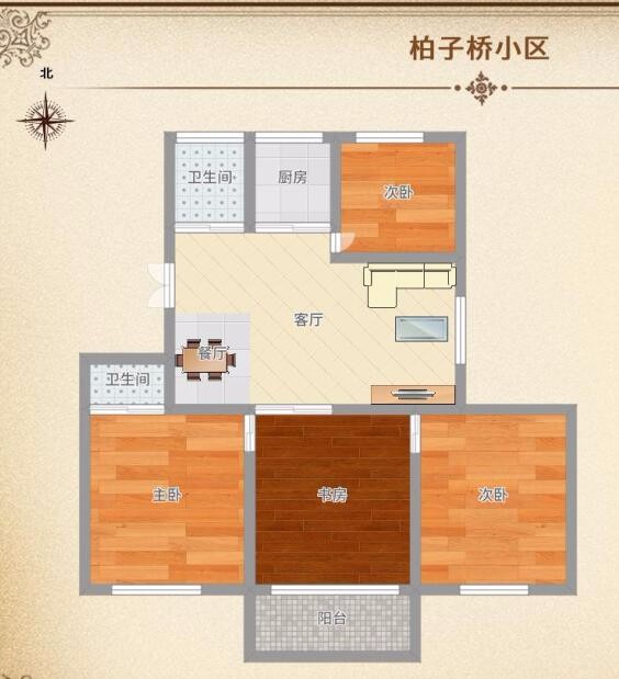 柏子桥小区5楼全明超大厅 4室东边套92万！